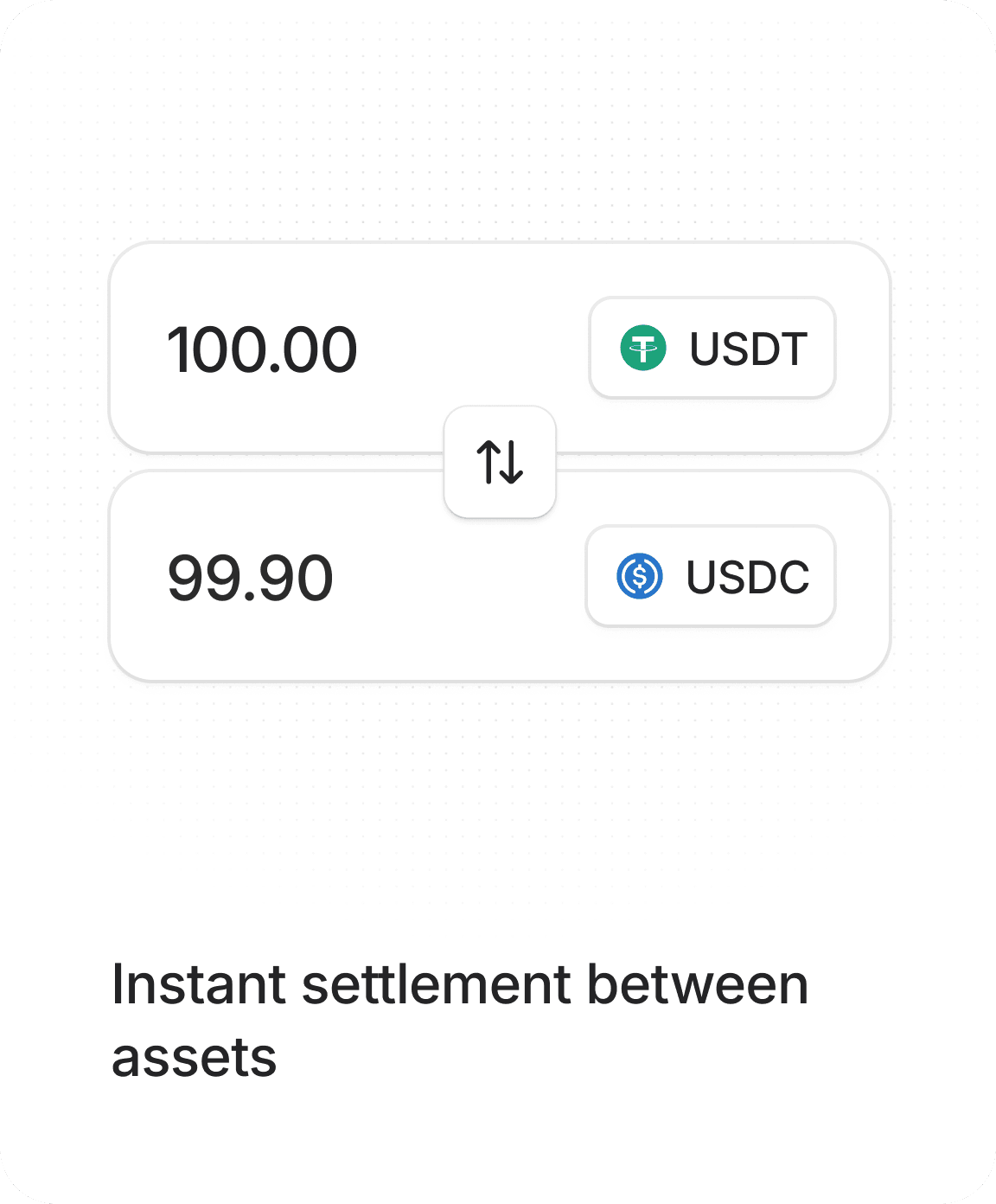 Instant settlement between assets
