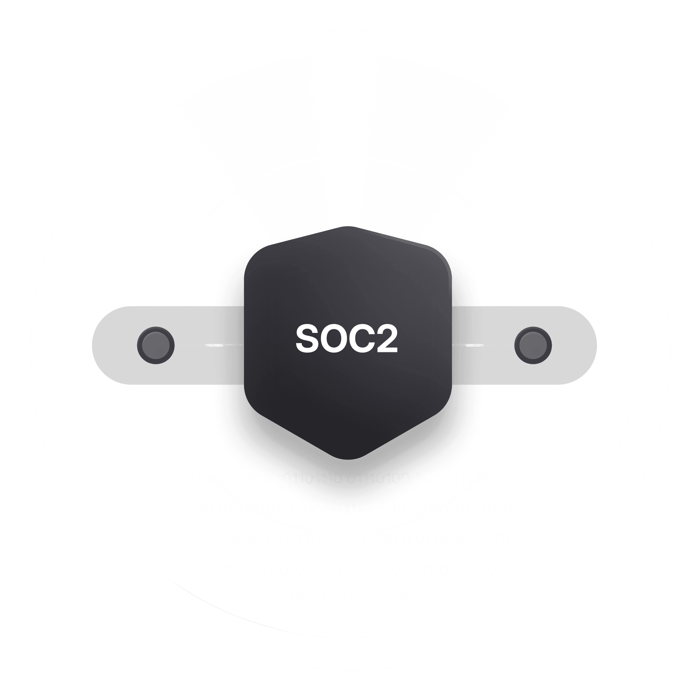 SOC2 security certification badge with encrypted security visualization